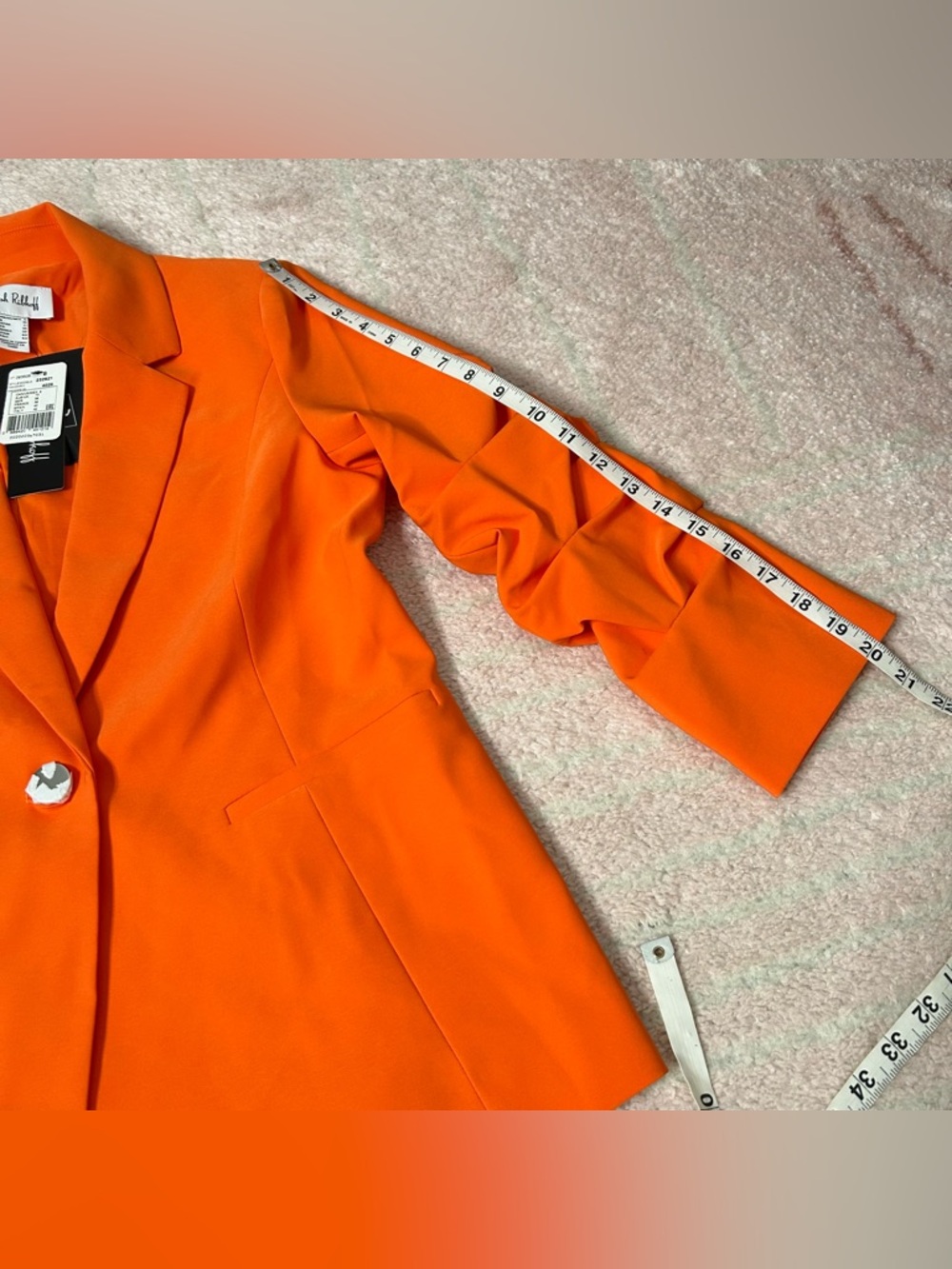 NWT Joseph Ribkoff Bright Orange Ruched-Sleeve Single-Button Blazer Size 8 Fall - Picture 10 of 10
